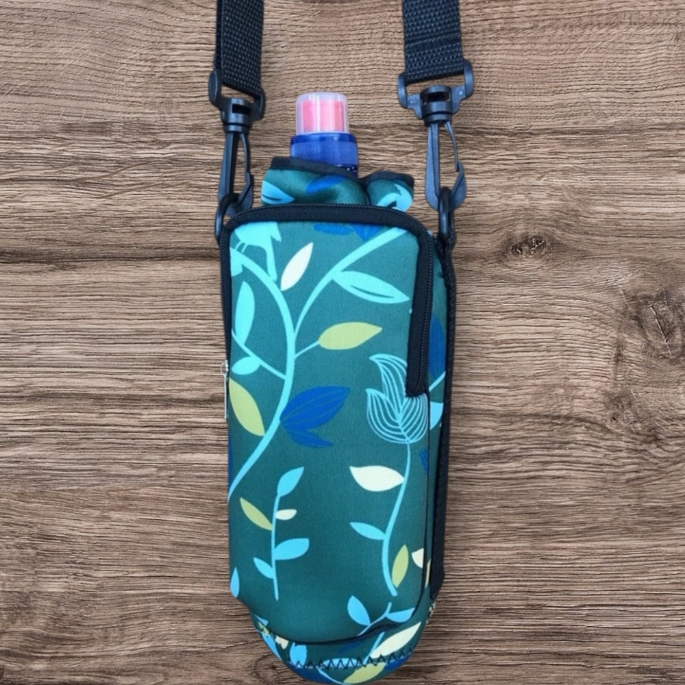 SALE 🌼 Sport Bottle Neoprene Holder Crossbody Extra Large Nature Print New - Picture 2 of 16